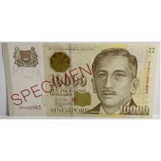 SINGAPORE 1999 . TEN THOUSAND 10,000 DOLLARS BANKNOTE . SPECIMEN